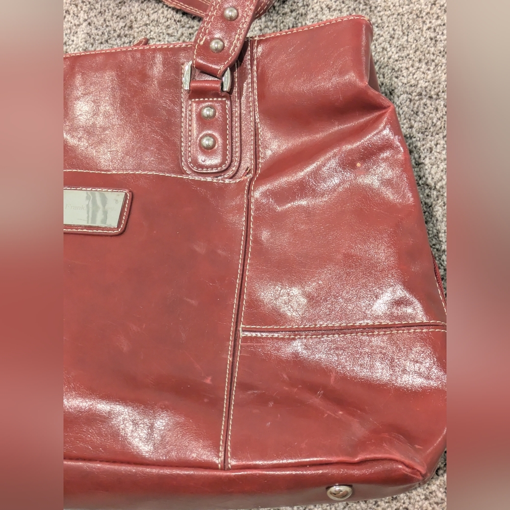 Franklin Covey Heritage Travelware Laptop Bag Triple Gusset Red Maroon Tote - Picture 3 of 16